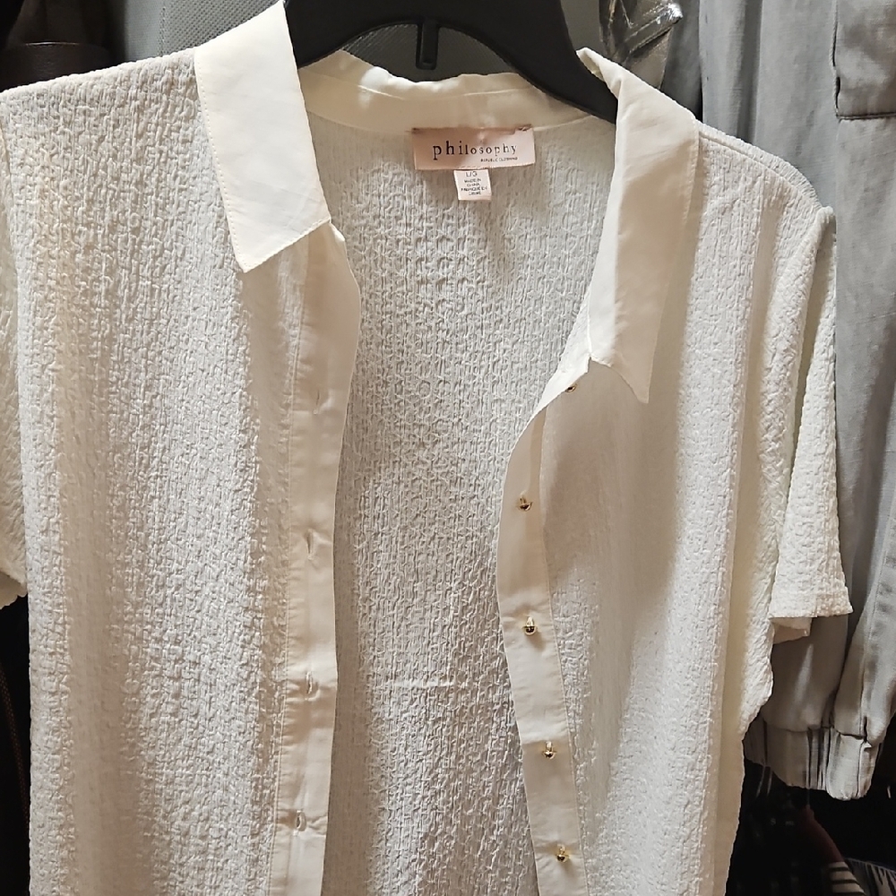 Philosophy Cream Textured Blouse